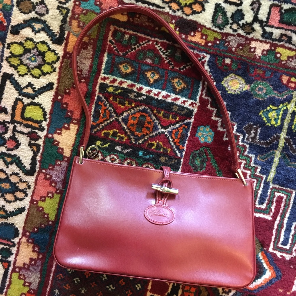 Longchamp Roseau Toggle RED Purse Small Handbag
